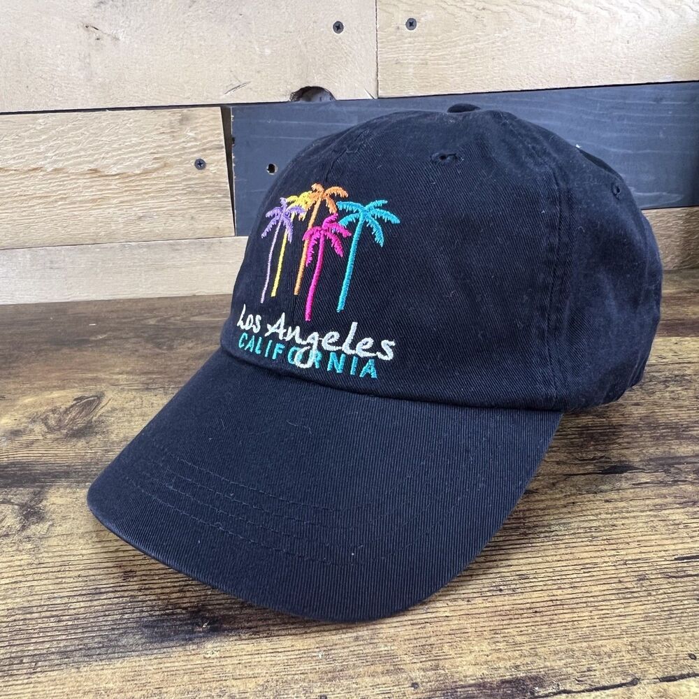Los Angeles California Palm Trees Rainbow Adjustable Hat Baseball Cap Decky